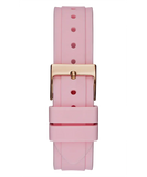 Guess Solstice Pink Silicone Strap Silver Dial 37 mm Chronograph Quartz Watch for Ladies - GW0113L4