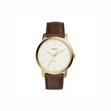 Fossil Minimalist FS5397 Brown Leather Strap 44MM White Dial Quartz Watch for Gents