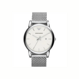 Emporio Armani Luigi Silver Mesh Bracelet White Dial Quartz Watch for Gents 43mm (AR1812)