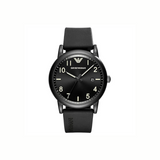 Emporio Armani Men's Quartz Black Dial 43mm Watch with Silicone Strap (AR11071)