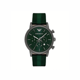 Emporio Armani Men's Quartz Green Dial 46mm Watch with Leather Strap (AR1950)