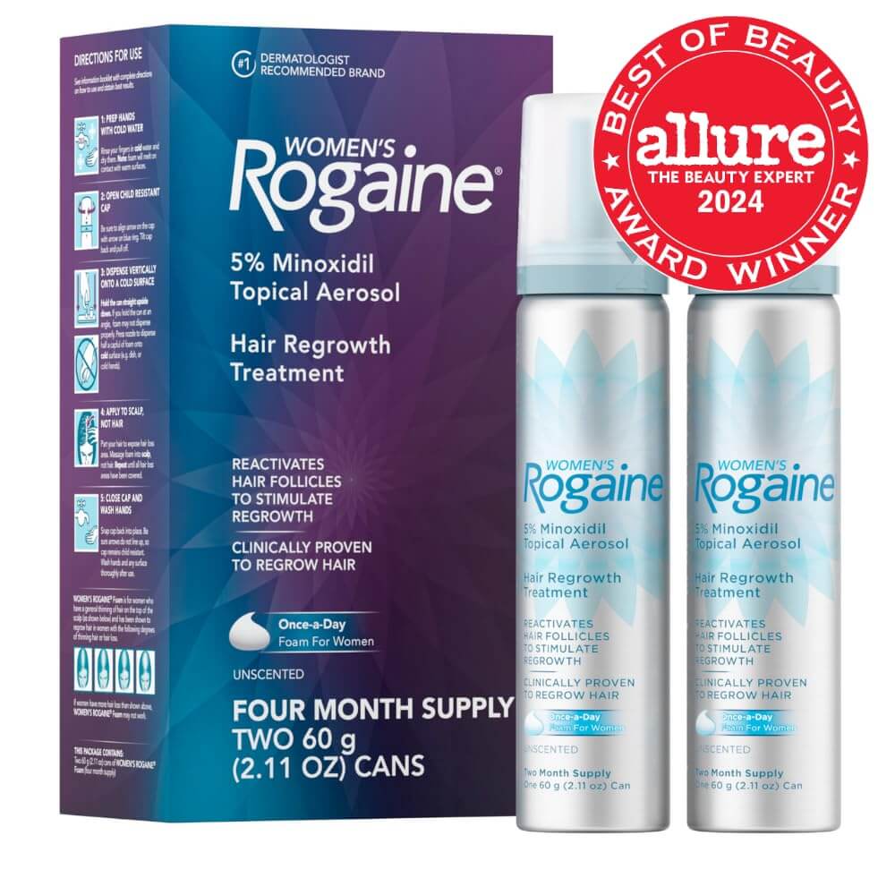 Women’s Rogaine 5% Minoxidil Foam – Hair Regrowth Treatment (4-Month Supply) Women’s Rogaine 5% Minoxidil Foam – Hair Regrowth Treatment (4-Month Supply)