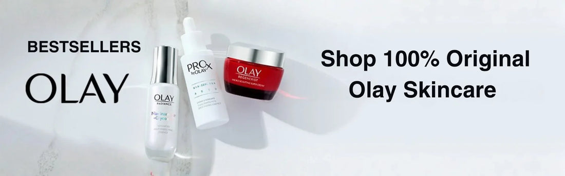 Olay skincare bestsellers banner on Lifector Pakistan showing original Olay products.
