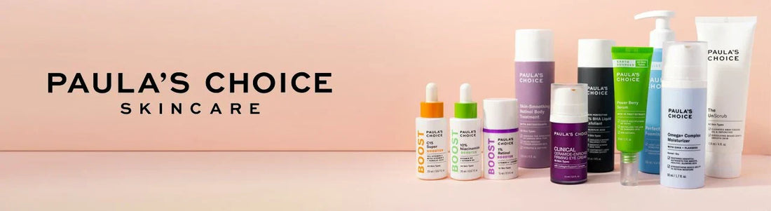 Paula’s Choice skincare collection featuring Boosters, Exfoliants, and Moisturizers — authentic imported skincare in Pakistan available at Lifector.