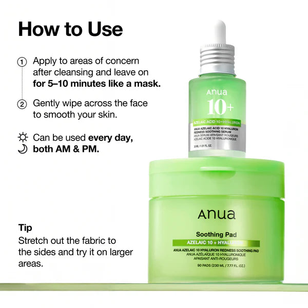 Anua Azelaic 10% + Hyaluron Redness Soothing Pad