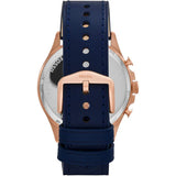 Fossil Forrester FS5814 Blue Leather Strap Blue Dial 46MM Chronograph Quartz Watch for Gents