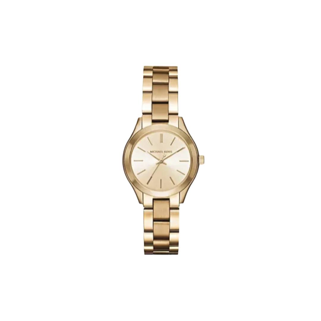 Michael Kors Mini Slim Runway 33MM Three-Hand Gold-Tone Stainless Steel Watch