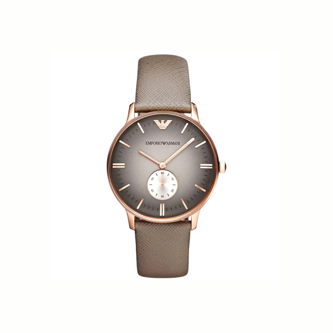 Emporio Armani Grey Dial Grey Leather Strap Watch for Gents 43mm (AR1723)