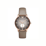 Emporio Armani Grey Dial Grey Leather Strap Watch for Gents 43mm (AR1723)