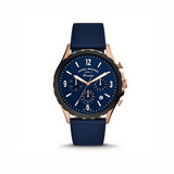 Fossil Forrester FS5814 Blue Leather Strap Blue Dial 46MM Chronograph Quartz Watch for Gents