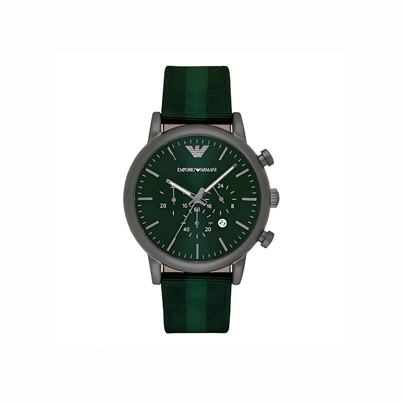 Emporio Armani Men's Quartz Green Dial 46mm Watch with Leather Strap (AR1950)