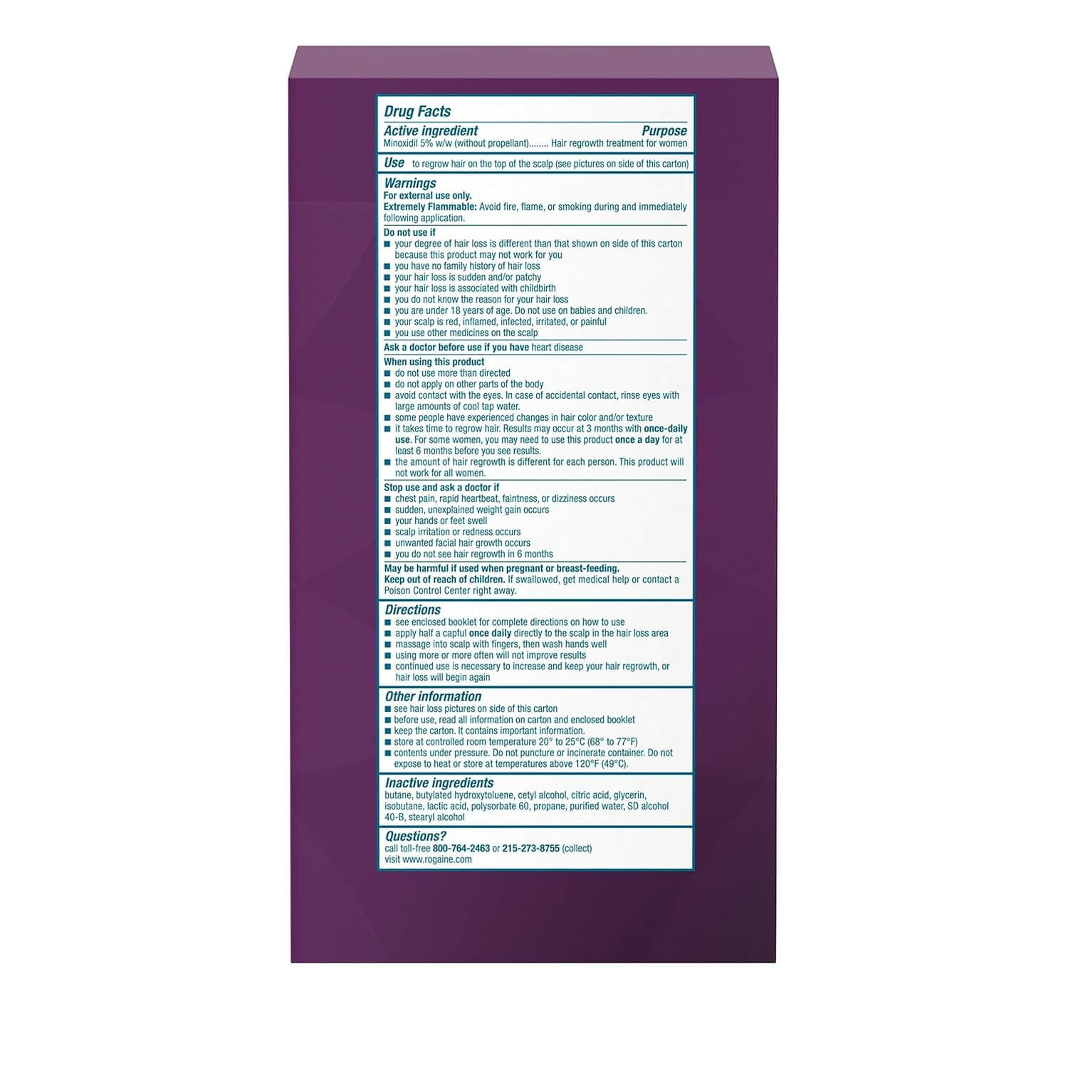 Women’s Rogaine 5% Minoxidil Foam – Hair Regrowth Treatment (4-Month Supply)