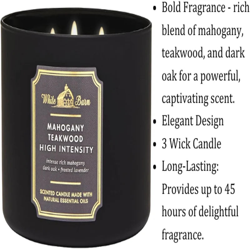 Bath &amp; Body Works White Barn Mahogany Teakwood Intense – 3-Wick Candle