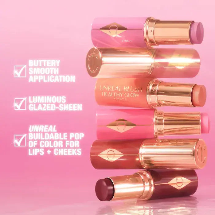 Charlotte Tilbury  Unreal Lip + Cheek Glow Blush Stick with Hyaluronic Acid
