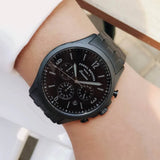 Fossil Forrester Black 42mm Stainless Steel Black Dial Chronograph Quartz Watch for Gents - FS5697