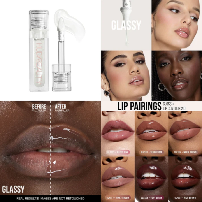 HUDA BEAUTY  Faux Filler Shiny Non-Sticky Lip Gloss