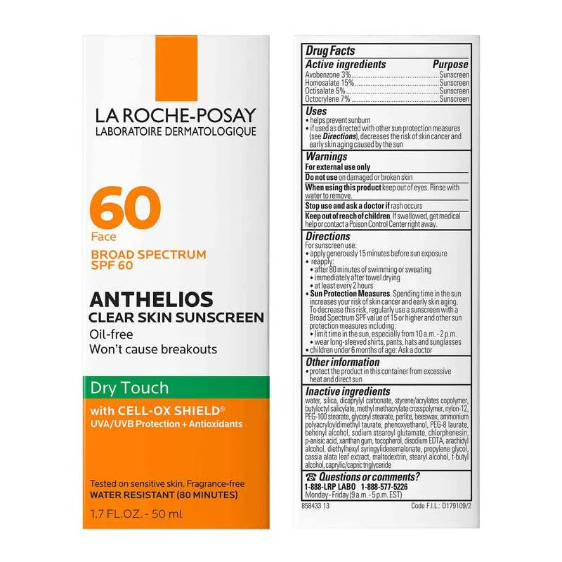 La Roche-Posay Anthelios Clear Skin sunscreen  SPF 60 Dry Touch