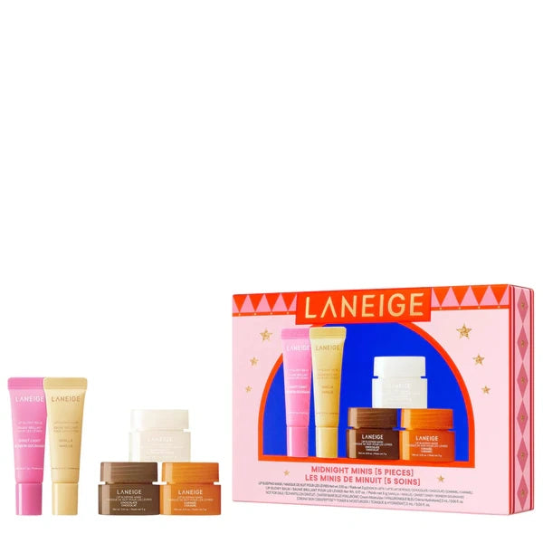 Laneige Midnight Minis Lip Sleeping Mask & Lip Glowy Balm 5-Piece Set