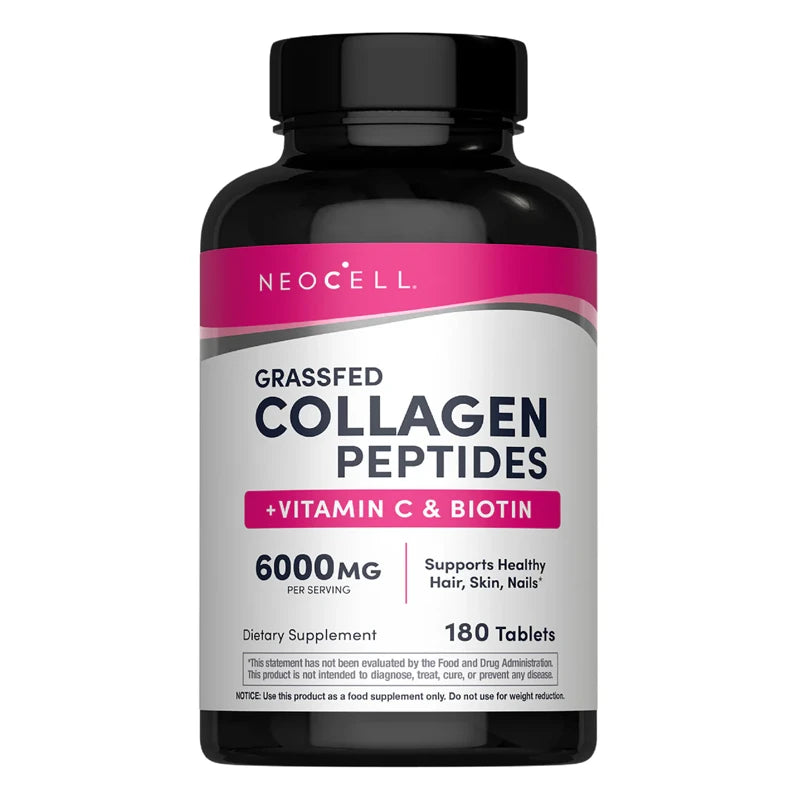 NeoCell Grassfed Collagen Peptides + C & Biotin, 180 Caplets