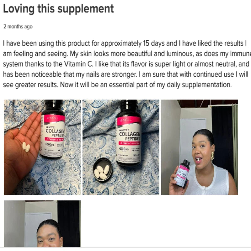 NeoCell Grassfed Collagen Peptides + C & Biotin, 180 Caplets